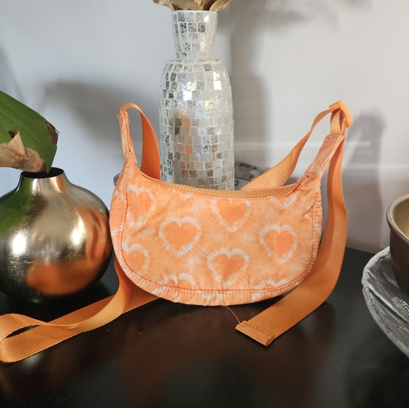 Handbags - Orange Heart Pattern Crossbody Bag - Unbranded